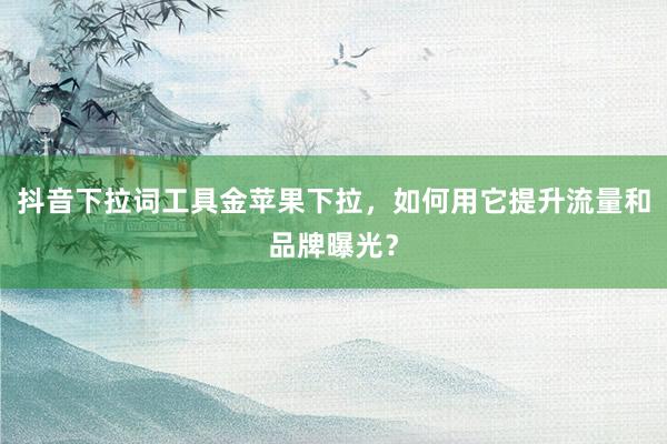 抖音下拉词工具金苹果下拉，如何用它提升流量和品牌曝光？