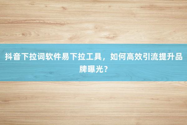 抖音下拉词软件易下拉工具，如何高效引流提升品牌曝光？