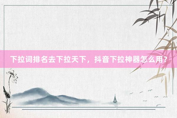 下拉词排名去下拉天下，抖音下拉神器怎么用？